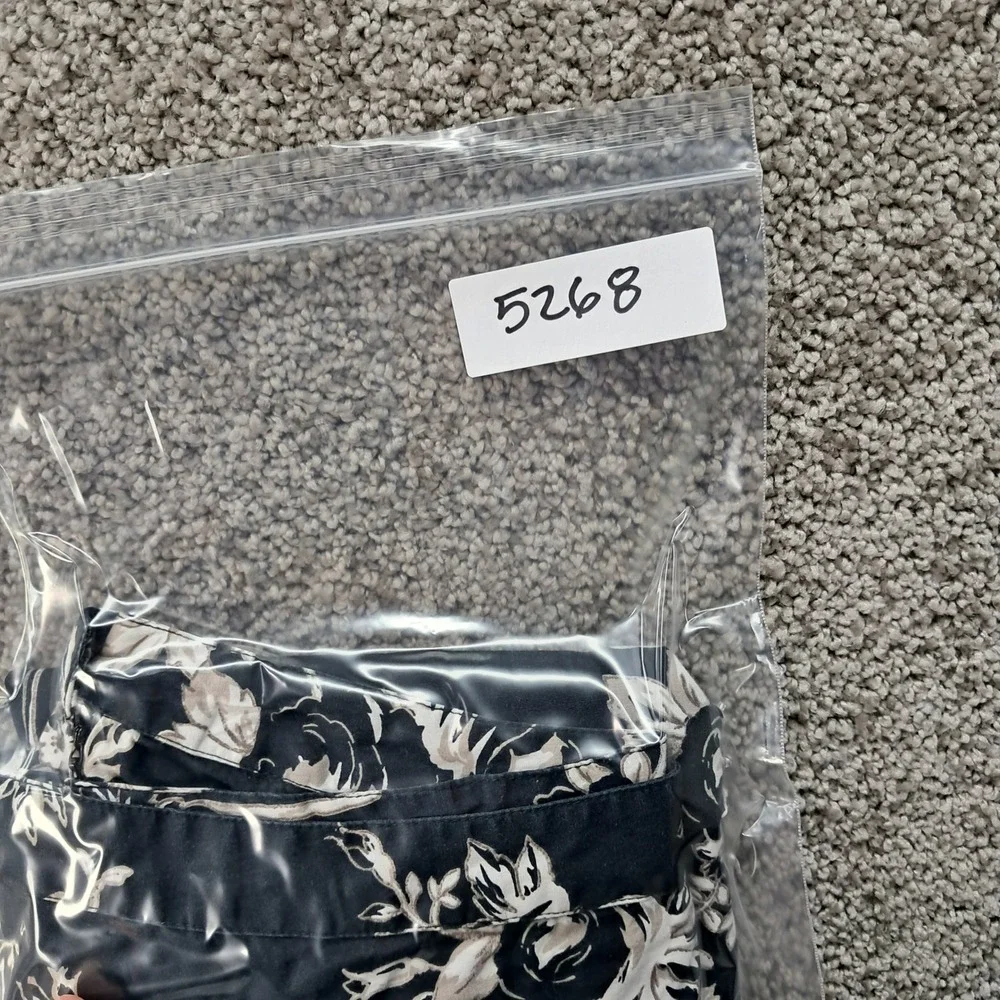 Sonoma Womens Black Floral Sequin‎ A-Line Cotton Knee Length Skirt Size S Small